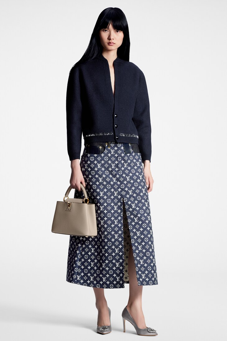 LV NEW STYLE DENIM SKIRT WITH FRONT CENTER ZIPPER 269062